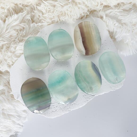 Yttrium Fluorite Palm Stone Transformation Crystals - Picture 5 of 9